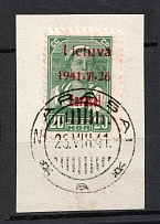 1941 20k Zarasai, Occupation of Lithuania, Germany (Mi. 4 II b, Red Overprint, Type II, Signed, ZARASAI Postmark, CV $90)