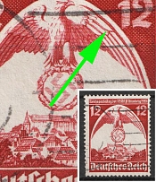 1935 12pf Third Reich, Germany (Mi. 587 I, Missed Shading in the Part of Eagle's Feathers, Canceled, CV $40)