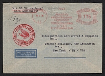 1936 (18 Jun) Germany, Hindenburg airship airmail cover from Berlin to New York (United States), Flight to North America 'Frankfurt - Lakehurst' (Sieger 417 B)