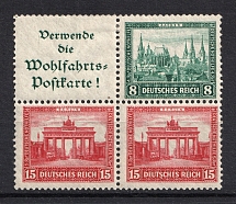 1930 Third Reich, Germany (Se-tenant, Coupon, Block of Four, CV $130, MH/MNH)