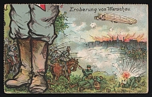 1914-18 'Conquest of Warsaw' WWI European Caricature Propaganda Postcard, Europe