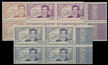 French Colonies - 1939, 100th Anniversary of the death of Rene Caillie, French explorer, common design for 8 West African colonies, 90c orange, 2fr lilac and 2.25fr ultra, complete set of three stamps from trial printing without …