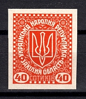 1919 Second Vienna Issue Ukraine 40 SOT (Imperf, RRR, MNH)