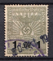 1937 1rm Third Reich, Germany, Fiscal, Administrative Tax Stamp of State Police, Revenue (Used)