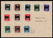 1945 NETZSCHKAU-REICHENBACH Local Issue 1pf - 20pf, Germany, Overprint on Hitler's head, Cover from and to Netzschkau franked with full set of Mi. 1 - 11 (Type II a, Unpriced, CV $---)