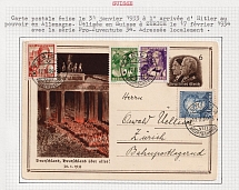 1934 (17 Nov) Switzerland, Postcard from Zurich franked with Mi. 266 - 269