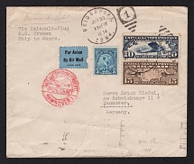1934 (27 Jun) United States, Airmail cover from Bridgeport to Hannover (Germany) via Paris, flight on S.S. Bremen with red airmail handstamp