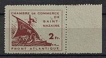 1945 2f Saint-Nazaire, German Occupation of France, Germany (Margin, Mi. 2 a, Signed, CV $330, MNH)