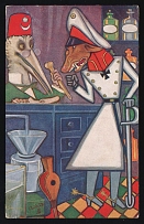 1914-18 'The wolf and stork' WWI European Caricature Propaganda Postcard, Europe