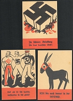 1930 Austria-Germany Anti-Nazi Propaganda Stamps, Third Reich WWII, German Propaganda, Germany