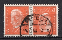 1932 12pf Weimar Republic, Germany (Pair Tete-beche, Canceled, CV $60)