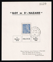 1944 (11 Nov) Saint-Nazaire, German Occupation of France, Germany, Souvenir Sheet from La Baule franked with 10c (Mi. 376)