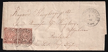 1868 (2 Jun) 1/2gr North Germany, German States, Germany, Cover from Friedrichstadt franked with Pair Mi. 3