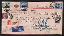 1937 (6 Apr) Germany, Third Reich Registered Airmail cover (front only) from Offenburg, franked with key values of 1934 airmail set total CV $320