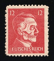 1944 12pf Anti-German Propaganda, American Propaganda Forgery of Hitler-Skull Issue (Mi. 17, CV $100, MNH)