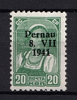 1941 20k Occupation of Estonia Parnu Pernau, Germany (Type I, Signed, CV $100)