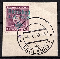 1938 60h Occupation of Karlsbad, Sudetenland, Germany (Mi. 8, Karlsbad Postmark, CV $50)