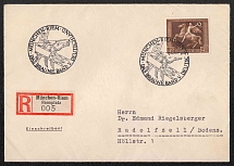 1938 Third Reich, Germany, Registered Cover Munich-Riem - Radolfzell (Mi. 671, Full Set, CV $110, Special Cancellation)