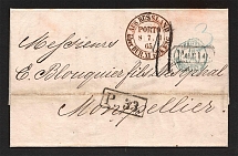 1865 Cover from St. Petersburg to Montpellier, France
