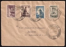 1947 (2 Aug) Poland, Gdansk International Fair, Cover from Gdansk to Warsawa franked with Mi. 393, 410 - 412 (Special Cancellations)