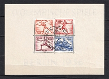 1936 Third Reich, Germany (Thick Paper, Souvenir Sheet Mi. 6, Signed, Special Commemorative Cancellation BERLIN, CV $390)