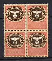 `2` Employee Insurance Revenue Stamps, Germany (Block of Four, MNH)