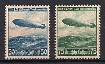 1936 Third Reich, Germany, Airmail (Mi. 606 y - 607 y, Full Set, CV $70)