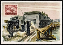 1943 Wehrmacht Souvenir Postcard The Howitzer is brought into position