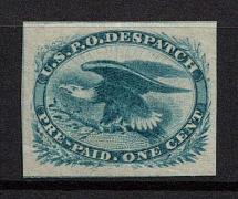 1851 1c U.S.P.O. Despatch, United States, Locals (Sc. LO2, CV $50)