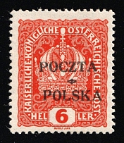 1919 6h Lesser Poland (Fi. 32 II, Mi. 31, Certificate, CV $90)