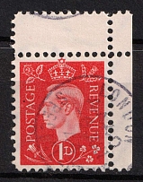 1944 1d Anti-British Propaganda, King George VI, German Propaganda Forgery, Gutter-Pair (Mi. 5, Corner Margins, Canceled, CV $80)