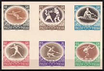 1955 Republic of Poland, Gutter Block, Sheet, Wzor (Specimens of Fi. 843 - 848, Mi. 984 - 989, Full Set)