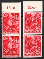 1945 Third Reich Last Issue, Germany, Pairs (Control Numbers '15.00', Perforated, Full Set, CV $240, MNH)