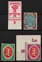 1919-20 Weimar Republic, Germany (Mi. 107 - 109, 110 a, Margins, Plate Numbers, CV $50, MNH)