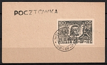 1944 (31 Oct) Woldenberg, Poland, POCZTA OB.OF.IIC, WWII Camp Post, Postcard franked with 100f (Fi. 30x)