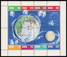 1962 5 Years of Soviet Space Flights, DDR, Full Sheet (Mi. 926 - 933, CV $40, MNH)