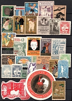 Germany, Europe, Australia, Stock of Cinderellas, Non-Postal Stamps, Labels, Advertising, Charity, Propaganda (#121B)