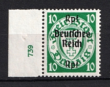 1939 10pf Third Reich, Germany (Control Number, CV $90, MNH)