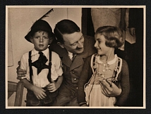 1942 'The Fuehrer and children', Propaganda Postcard, Third Reich Nazi Germany