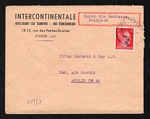 1943 France, Military Post Cover from the German Company 'Intercontinentale' in Paris, Censorship from the High Command of the Wehrmacht