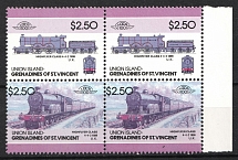 2.5$ St. Vincent, British Commonwealth, Block of Four (Color Error, Print Error, MNH)