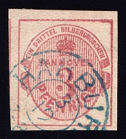 1859 3pf Hanover, Germany (Mi. 13 a, Hamburg Postmark, CV $140)