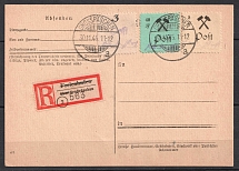 1945 Grosraschen, Local Post, Germany, Registered Postcard (Mi. 1, 23 AI, 15 AI, Signed, CV $20)