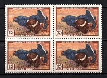 1957 Fauna of the USSR, Soviet Union USSR (SHIFTED Red, Print Error, Block of Four, MNH)
