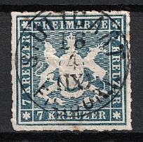 1868 7kr Wurttemberg, German States, Germany (Mi. 35, Used, CV $200)