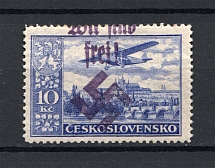 1939 Bohemia and Moravia Mahrisch Ostrava 10 Kc (Shifted Overprint)