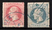 1864 Hannover, German States, Germany (Mi. 23 - 24, Canceled, CV $120)