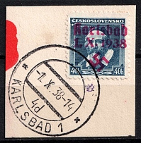 1938 40h Occupation of Karlsbad Sudetenland, Germany (Mi. 6, Karlsbad Postmark, CV $100)