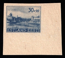 1941 30k+30k German Occupation of Estonia, Germany (Mi. 6 U DD, DOUBLE Print, without Background, Imperforate, Corner Margin, CV $130, MNH)