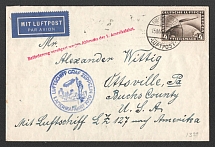 1929 (15 May) Germany, Graf Zeppelin airship airmail cover from Friedrichshafen to Ottsville (United States) via New York, Flight to North America 1929 'Friedrichshafen - Lakehurst' (Flight delay, Sieger 26 A, CV $120)